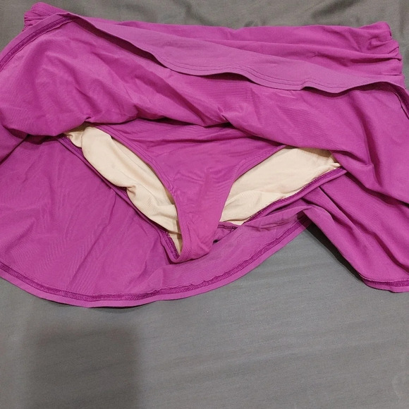 Lands end plus size swimsuit skirt bottoms solid pink ruching waist size 16W - Picture 7 of 8